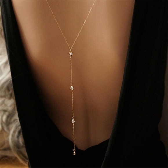 Jewelry - Gold or Silver Crystal Drop Necklace Body Chain